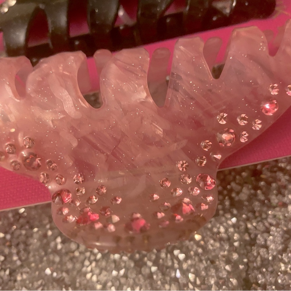 Pink Linen Bling Hair Clips - Picture 3 of 3